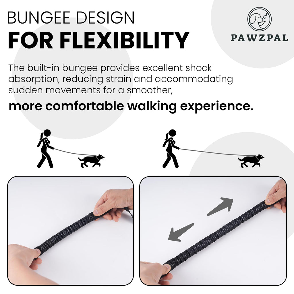 PAWZPAL Hands Free Dog Leash Aqua Blue - Adjustable Waist/Crossbody 2-in-1 Belt with Shock-Absorbing, Traffic Handle, Reflective and Heavy Duty for Running, Jogging and Hiking