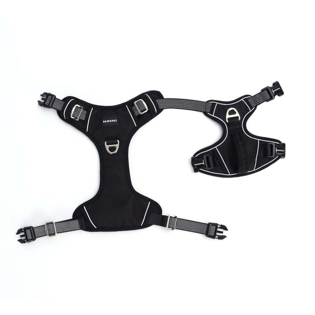 PAWZPAL Dog Harness, No-Pull Dog Harness with 2 Leash Clips, Reflective and Adjustable Soft Padded Pet Vest, No-Choke Design with Easy Control Handle, for Small to Large Dogs