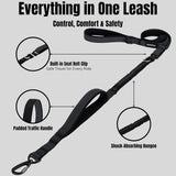 PawzPal 4–6FT Adjustable Reflective Dog Leash with Car Seat Belt Clip for Walking, Training & Travel