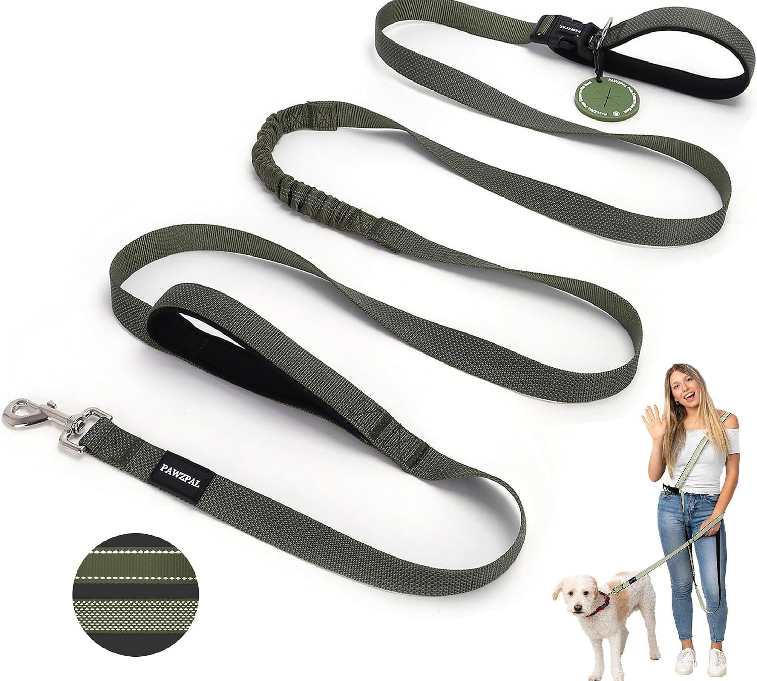 PawzPal Hands-Free Dog Leash — No-Pull, Reflective, Shock-Absorbing