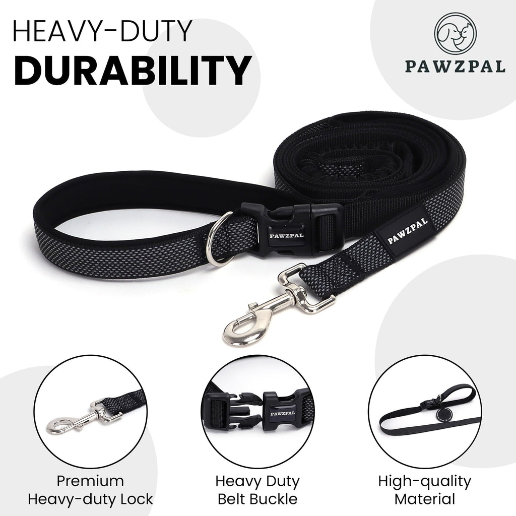 PAWZPAL Hands Free Dog Leash Aqua Blue - Adjustable Waist/Crossbody 2-in-1 Belt with Shock-Absorbing, Traffic Handle, Reflective and Heavy Duty for Running, Jogging and Hiking