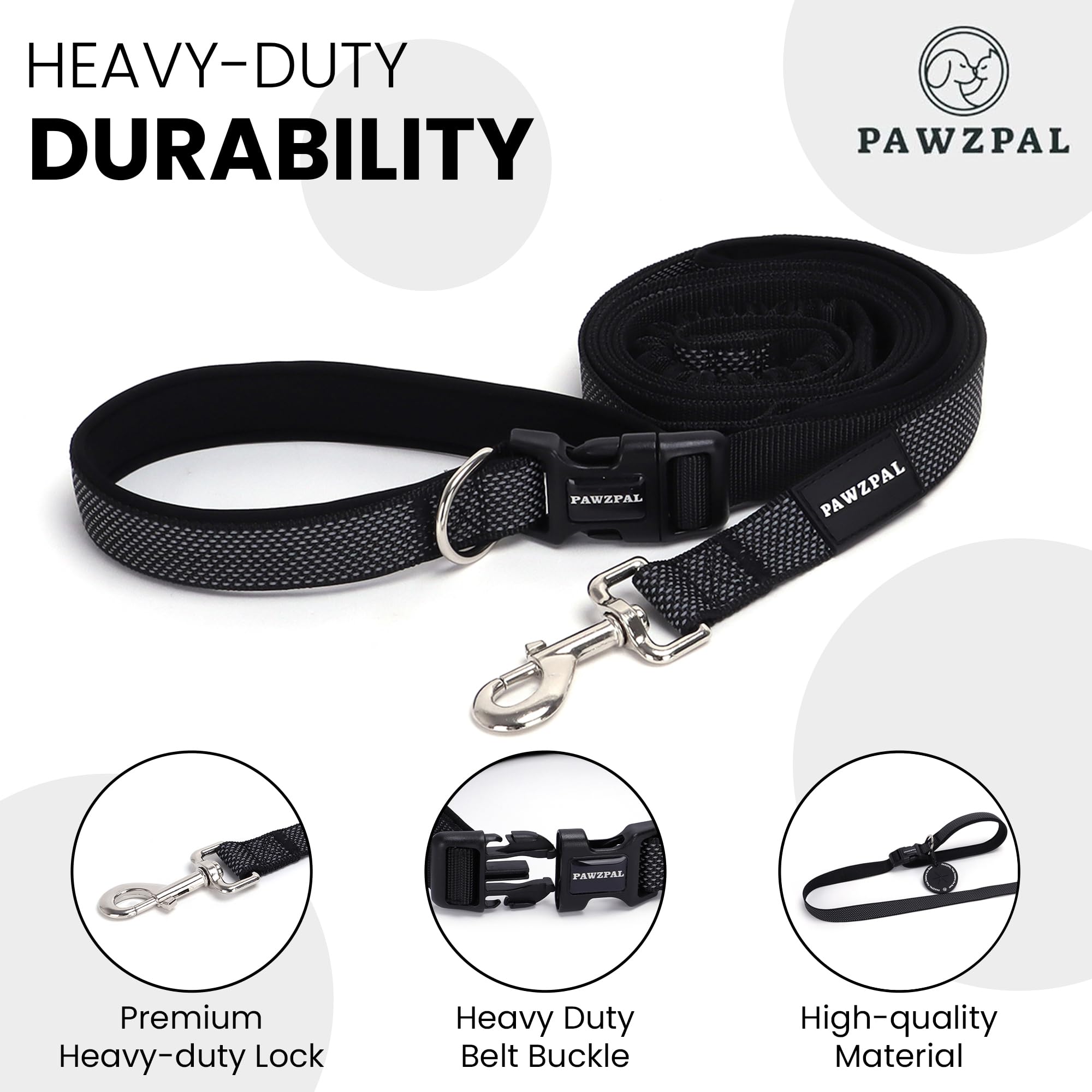 PAWZPAL Hands Free Dog Leash Aqua Blue - Adjustable Waist/Crossbody 2-in-1 Belt with Shock-Absorbing, Traffic Handle, Reflective and Heavy Duty for Running, Jogging and Hiking