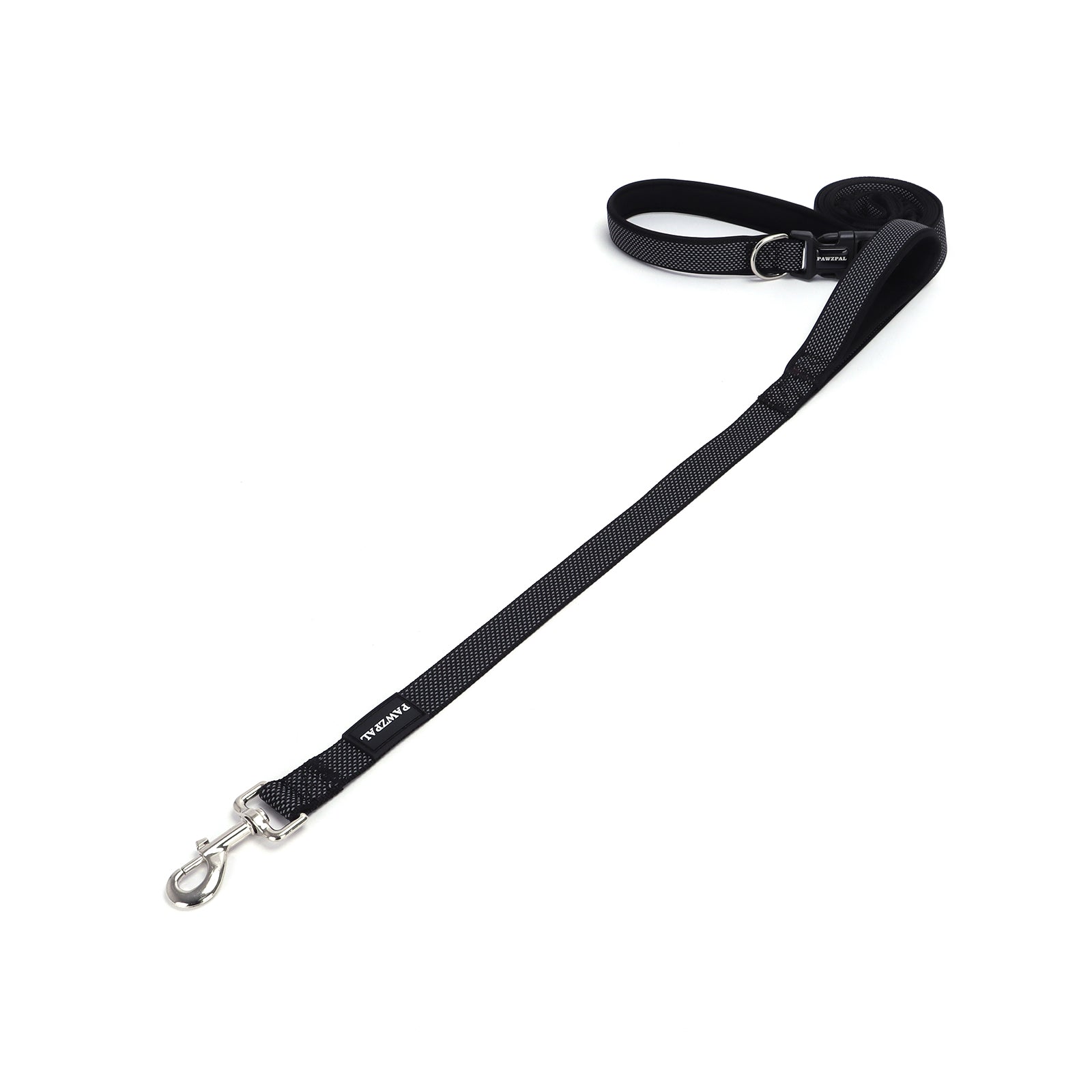 PAWZPAL Hands Free Dog Leash Classic Black - Adjustable Waist/Crossbody 2-in-1 Belt with Shock-Absorbing, Traffic Handle, Reflective and Heavy Duty for Running, Jogging and Hiking