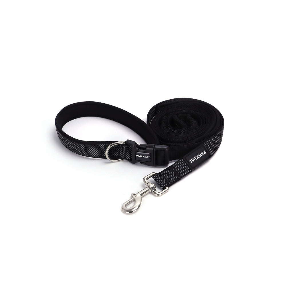 PAWZPAL Hands Free Dog Leash Classic Black - Adjustable Waist/Crossbody 2-in-1 Belt with Shock-Absorbing, Traffic Handle, Reflective and Heavy Duty for Running, Jogging and Hiking