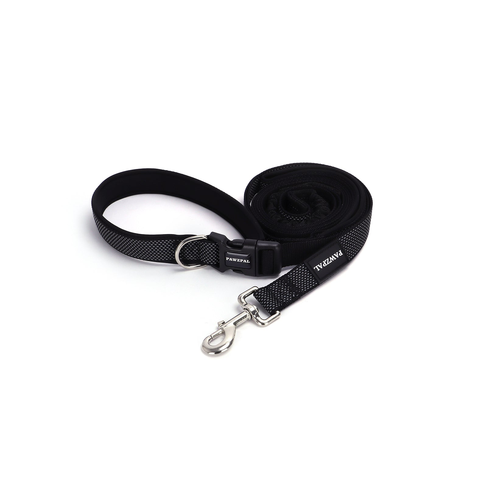 PAWZPAL Hands Free Dog Leash Classic Black - Adjustable Waist/Crossbody 2-in-1 Belt with Shock-Absorbing, Traffic Handle, Reflective and Heavy Duty for Running, Jogging and Hiking