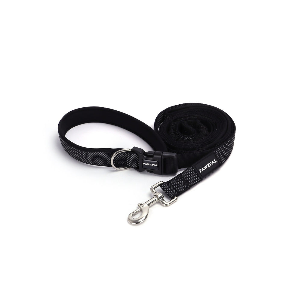 PAWZPAL Hands Free Dog Leash Classic Black - Adjustable Waist/Crossbody 2-in-1 Belt with Shock-Absorbing, Traffic Handle, Reflective and Heavy Duty for Running, Jogging and Hiking