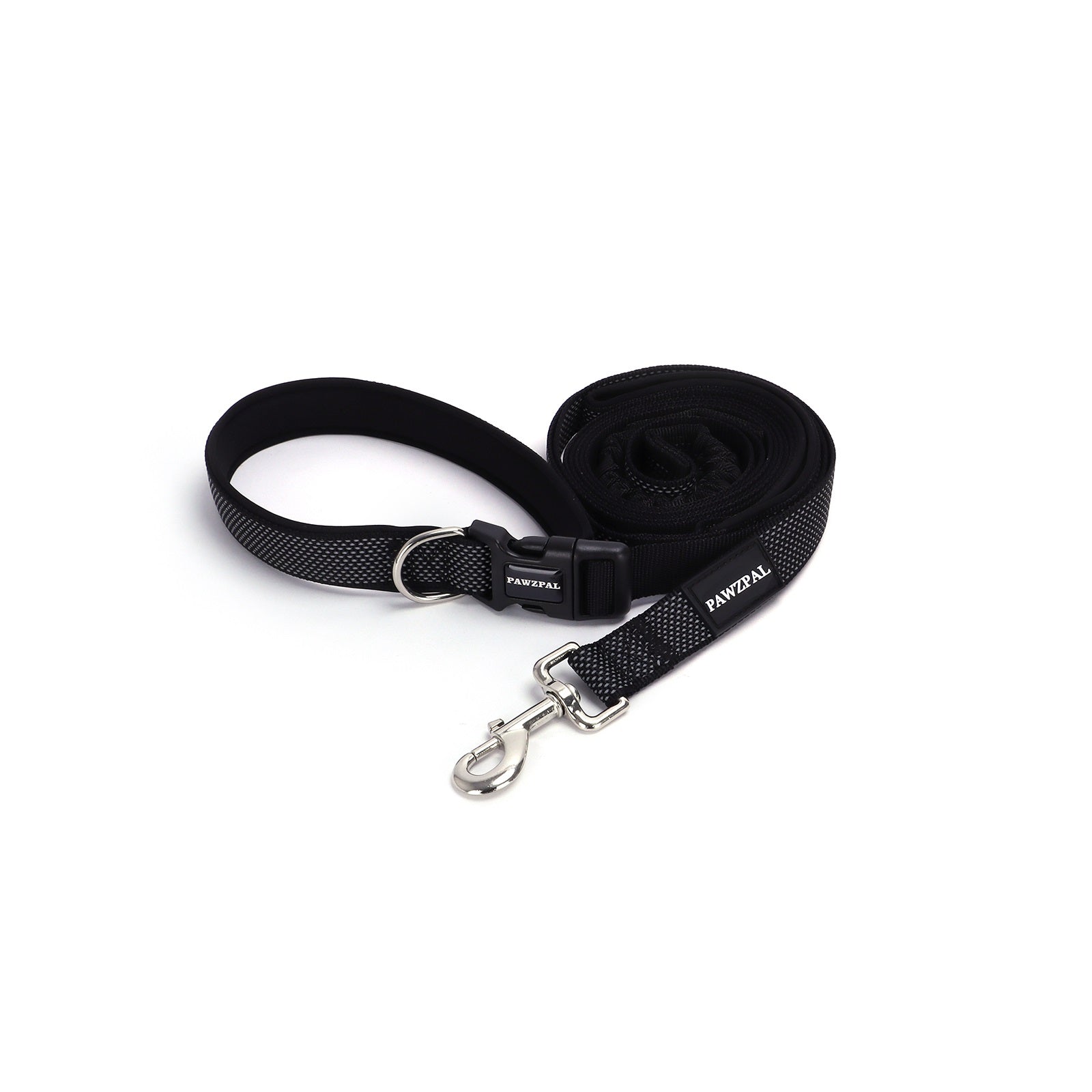 PAWZPAL Hands Free Dog Leash Classic Black - Adjustable Waist/Crossbody 2-in-1 Belt with Shock-Absorbing, Traffic Handle, Reflective and Heavy Duty for Running, Jogging and Hiking