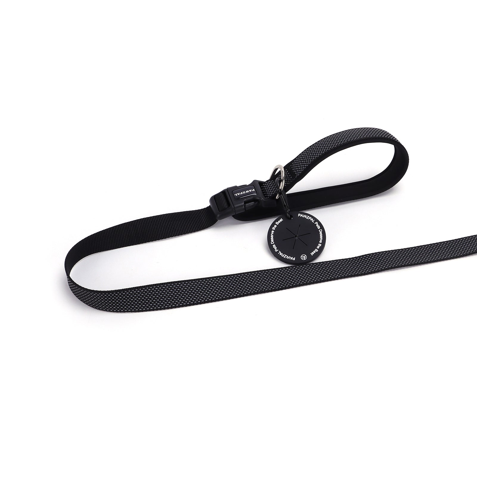 PAWZPAL Hands Free Dog Leash Classic Black - Adjustable Waist/Crossbody 2-in-1 Belt with Shock-Absorbing, Traffic Handle, Reflective and Heavy Duty for Running, Jogging and Hiking