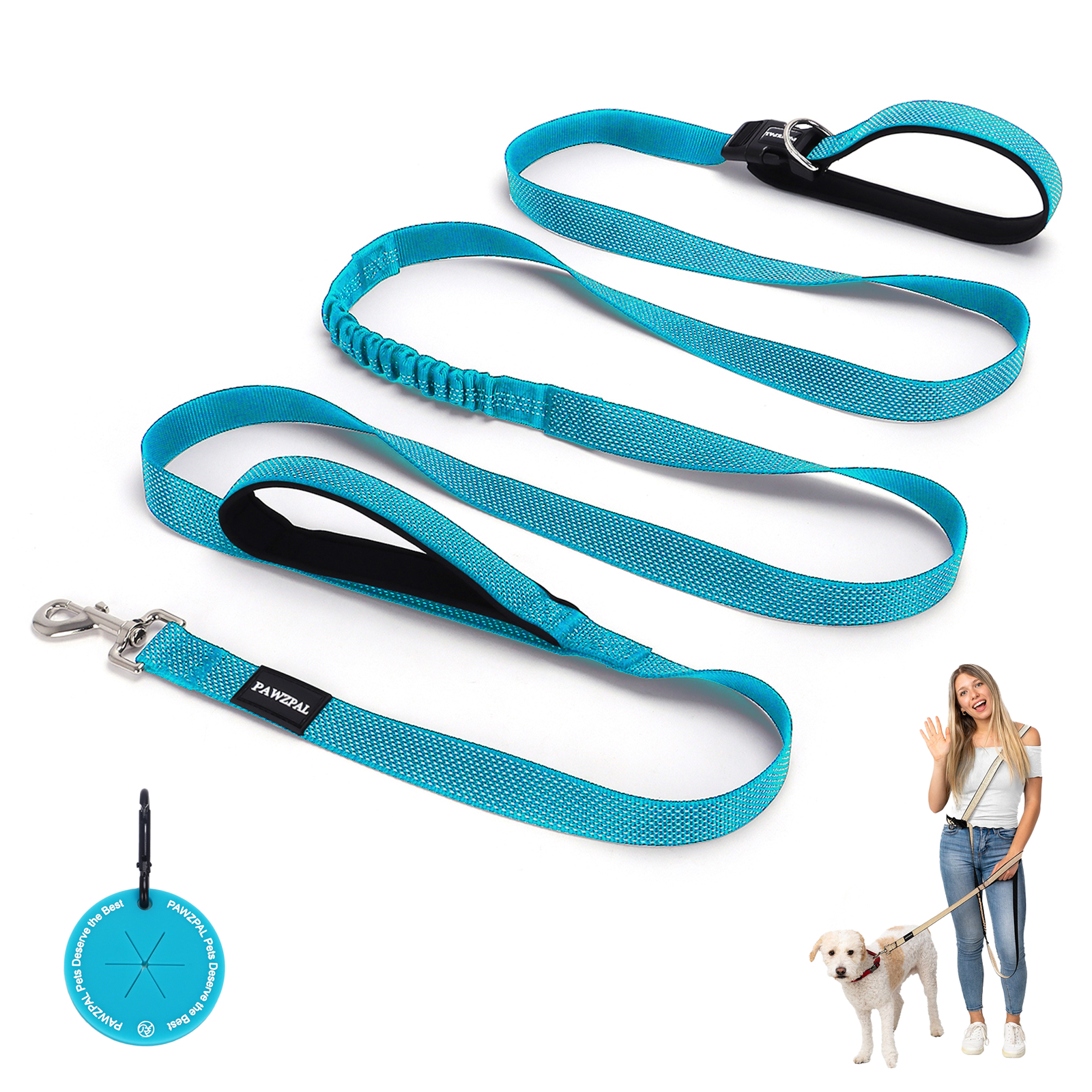 PawzPal Hands-Free Dog Leash — No-Pull, Reflective, Shock-Absorbing