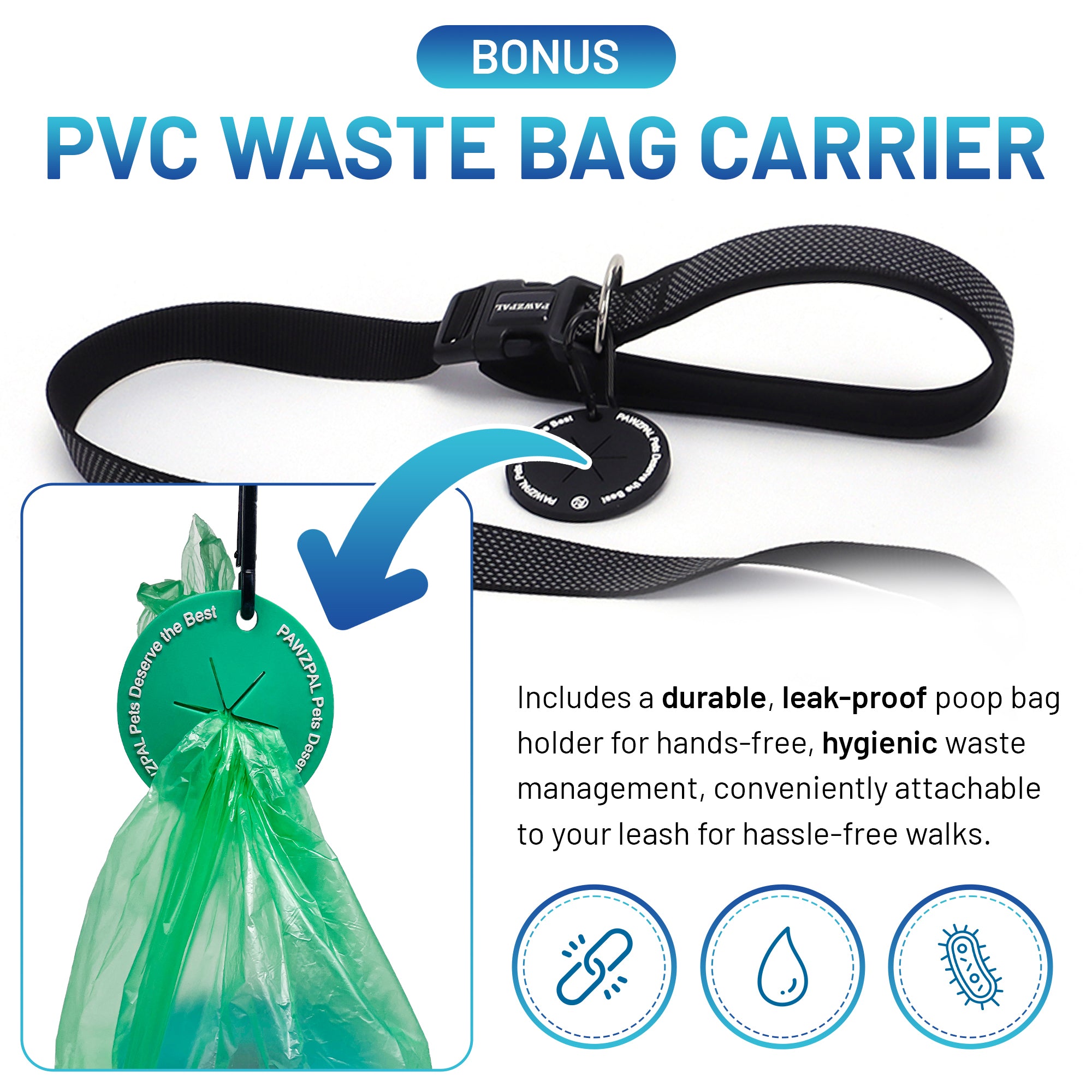 PAWZPAL Hands Free Dog Leash Aqua Blue - Adjustable Waist/Crossbody 2-in-1 Belt with Shock-Absorbing, Traffic Handle, Reflective and Heavy Duty for Running, Jogging and Hiking