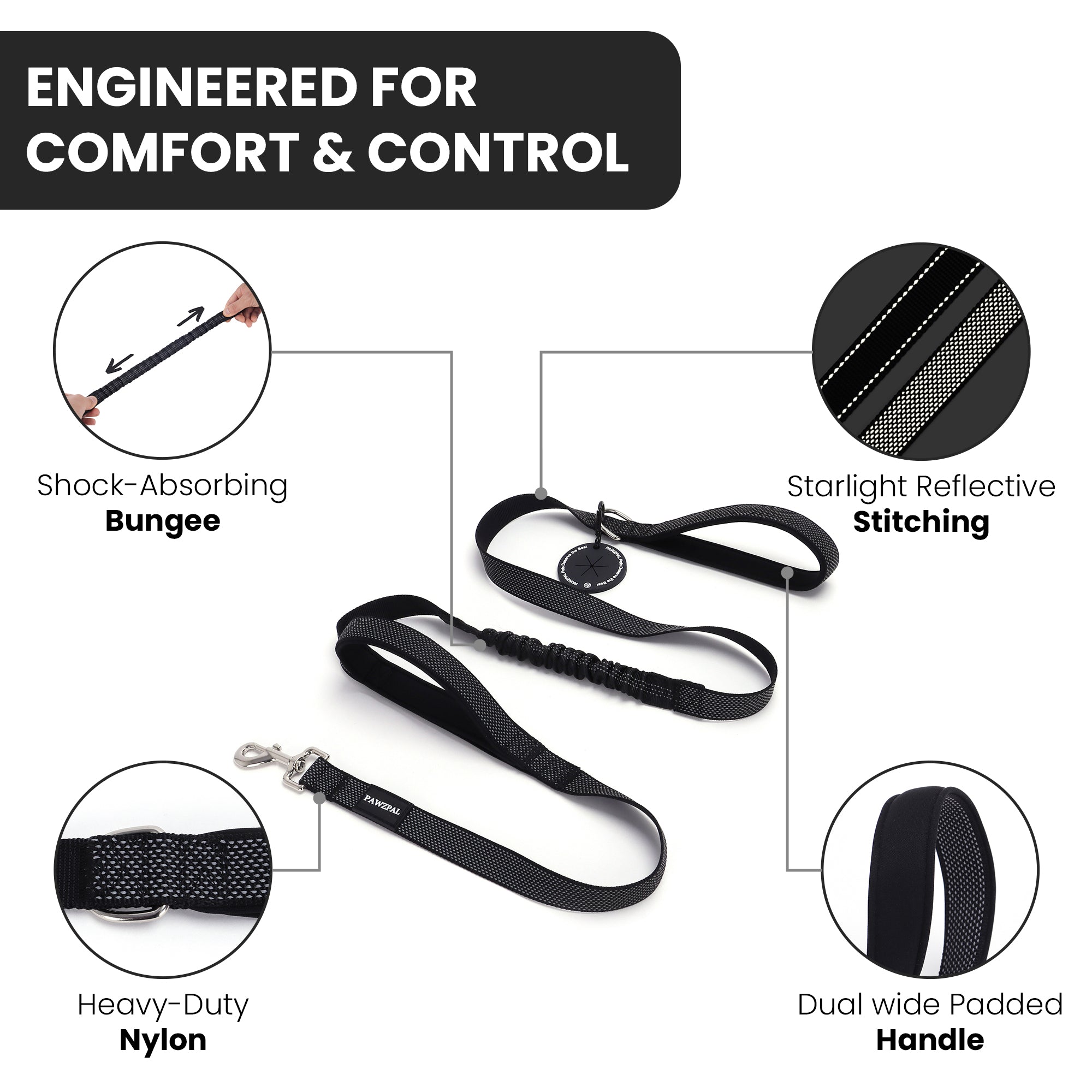 Hands Free Dog Leash - Waist/Crossbody 2-in-1 Belt with Shock-Absorbing, Traffic Handle, Maple Leaf Reflective and Waste Bag Carrier Maple Blue