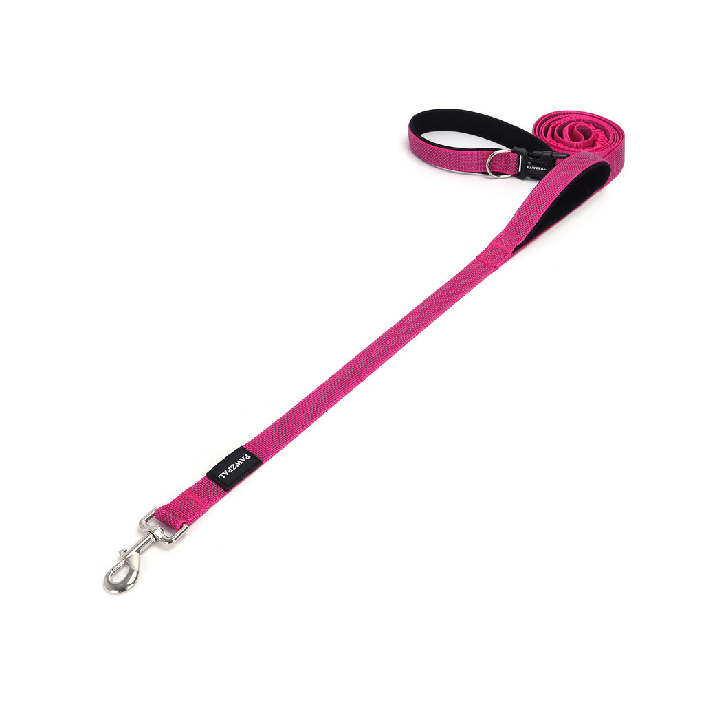 PAWZPAL Hands Free Dog Leash Hot Pink- Adjustable Waist/Crossbody 2-in-1 Belt with Shock-Absorbing, Traffic Handle, Reflective and Heavy Duty for Running, Jogging and Hiking