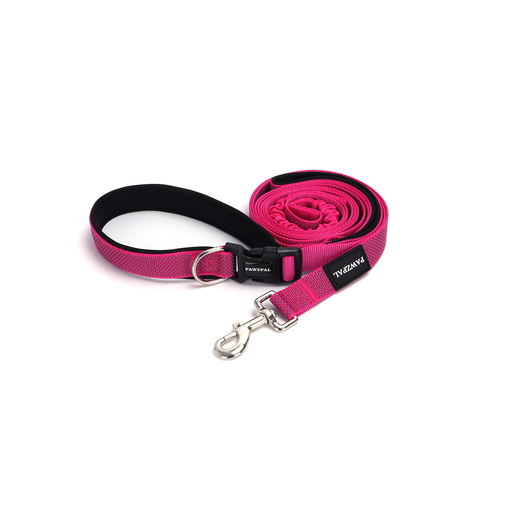 PAWZPAL Hands Free Dog Leash Hot Pink- Adjustable Waist/Crossbody 2-in-1 Belt with Shock-Absorbing, Traffic Handle, Reflective and Heavy Duty for Running, Jogging and Hiking