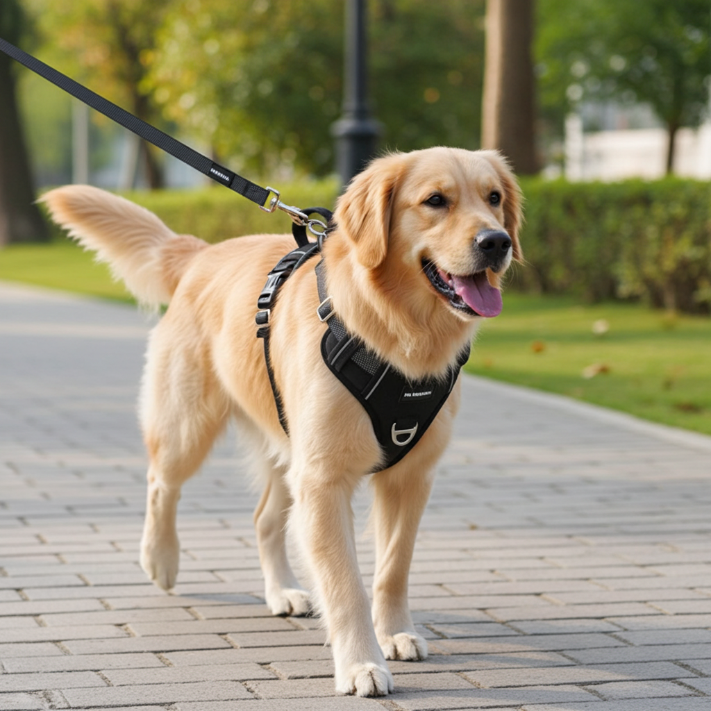 PAWZPAL Dog Harness, No-Pull Dog Harness with 2 Leash Clips, Reflective and Adjustable Soft Padded Pet Vest, No-Choke Design with Easy Control Handle, for Small to Large Dogs