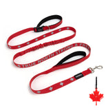 PawzPal Hands-Free Dog Leash | No-Pull • Reflective • Shock-Absorbing (6–10 ft) Maple Red/Blue