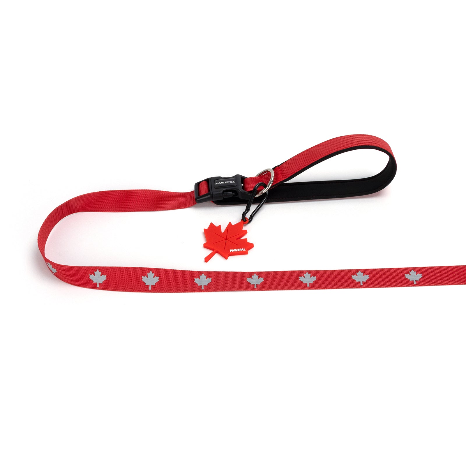 8-10FT Hands Free Dog Leash - Waist/Crossbody 2-in-1 Belt with Shock-Absorbing, Traffic Handle, Maple Leaf Reflective and Waste Bag Carrier Maple Red