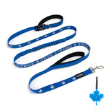 PawzPal Hands-Free Dog Leash | No-Pull • Reflective • Shock-Absorbing (6–10 ft) Maple Red/Blue