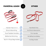 PawzPal Hands-Free Dog Leash | No-Pull • Reflective • Shock-Absorbing (6–10 ft) Maple Red/Blue