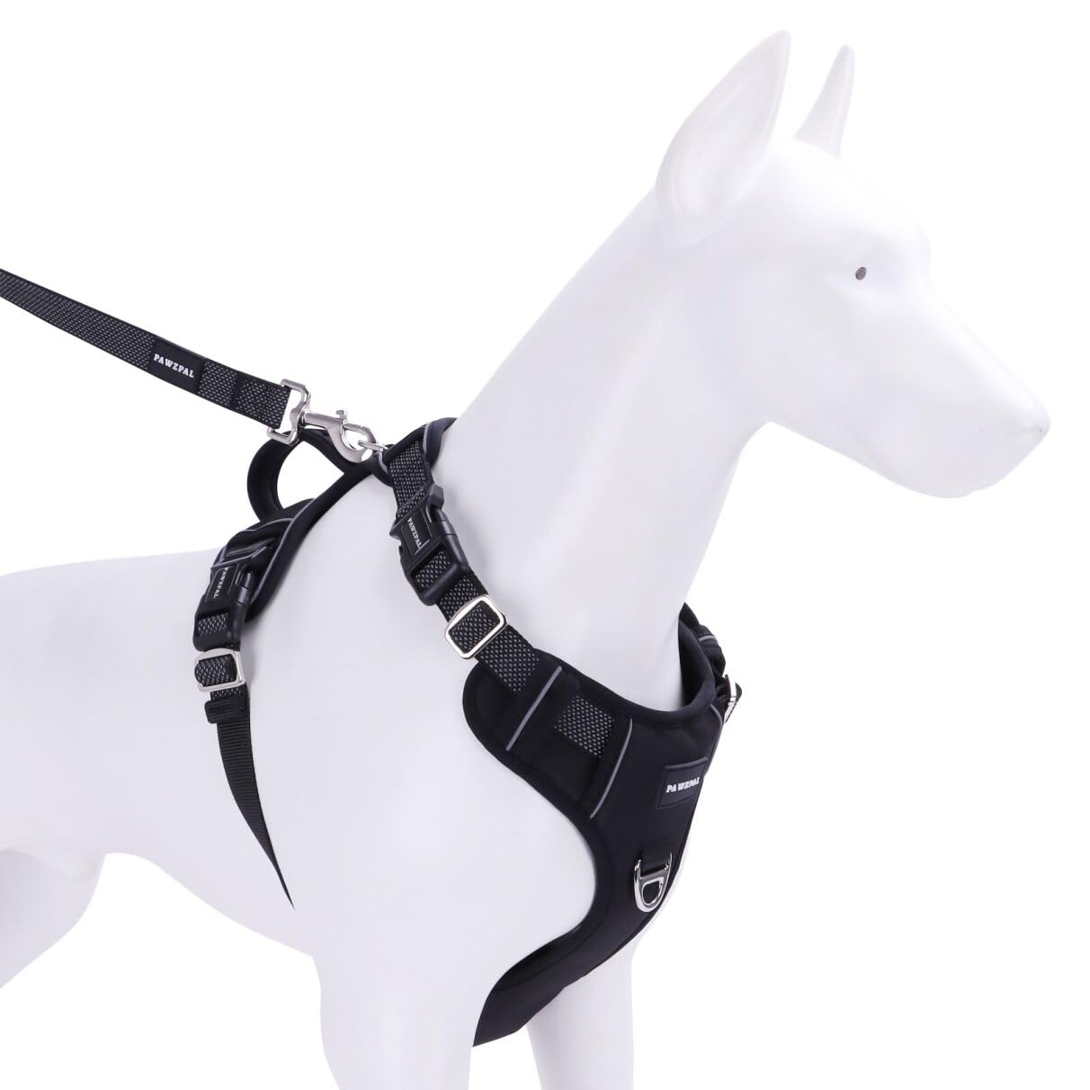 PAWZPAL Dog Harness, No-Pull Dog Harness with 2 Leash Clips, Reflective and Adjustable Soft Padded Pet Vest, No-Choke Design with Easy Control Handle, for Small to Large Dogs