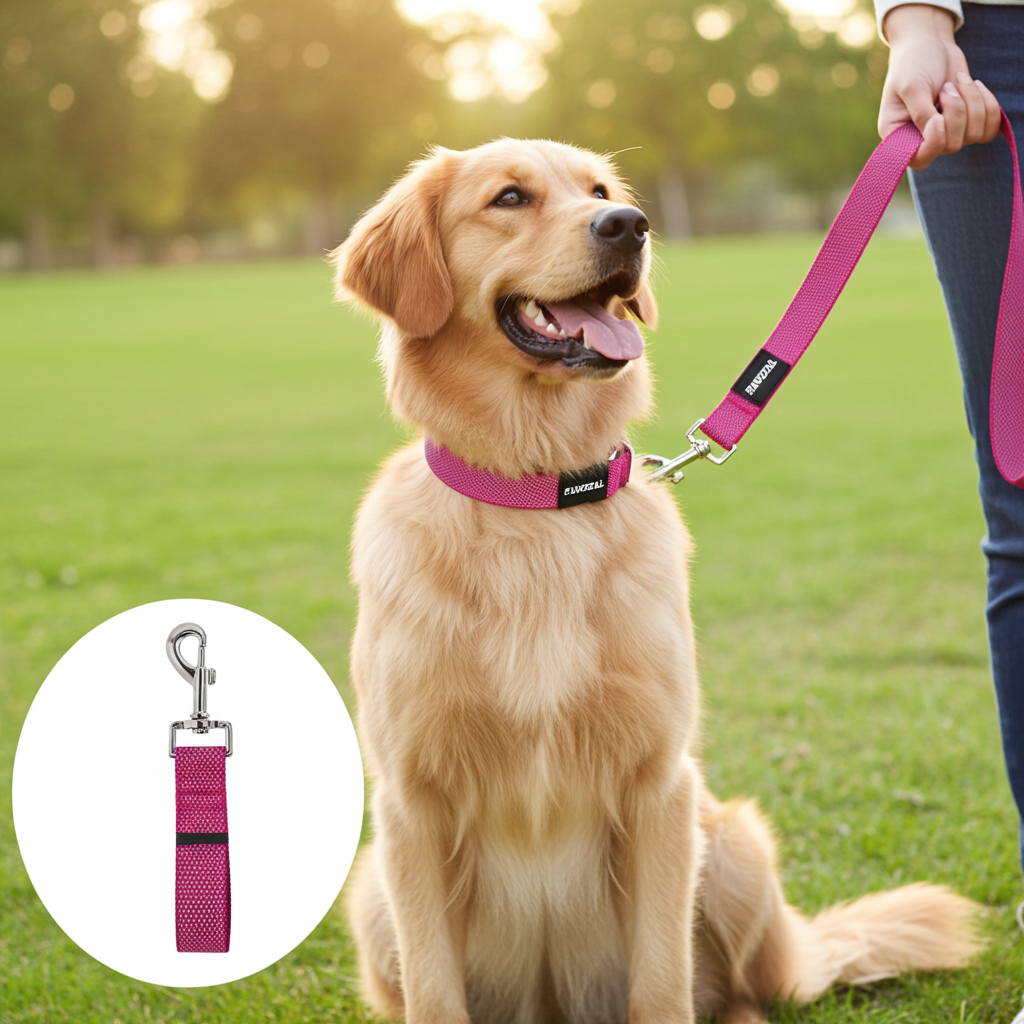 PAWZPAL 6FT Bungee Dog Leash & Martingale Collar Set Hot Pink – Shock-Absorbing Dual Chain Training Collar, Starlight Reflective, Soft-Padded Handle, Heavy-Duty for Small Medium Large Dogs