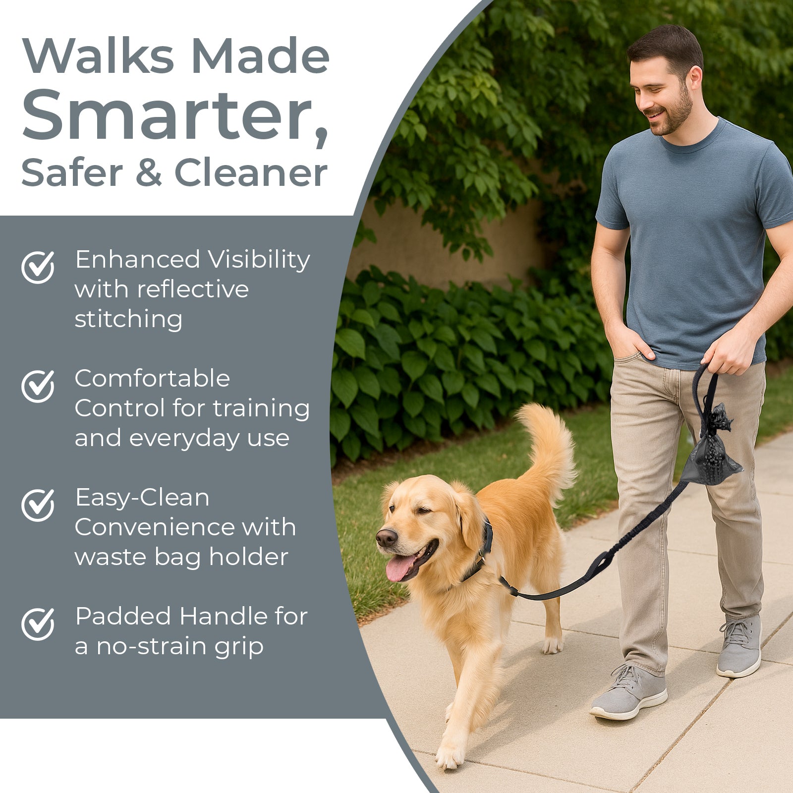 PAWZPAL 6FT Bungee Dog Leash & Martingale Collar Set Classic Black – Shock-Absorbing Dual Chain Training Collar, Starlight Reflective, Soft-Padded Handle, Heavy-Duty for Small Medium Large Dogs